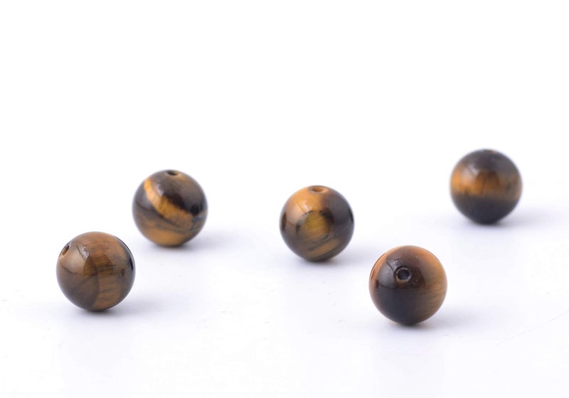 Cmidy Natural Stone Beads 100pcs 10mm Tiger Eye Round Genuine Real Stone Beading Loose Gemstone Hole Size 1mm DIY Smooth Beads for Bracelet Necklace Earrings Jewelry Making (Tiger Eye, 10mm) - Image 3